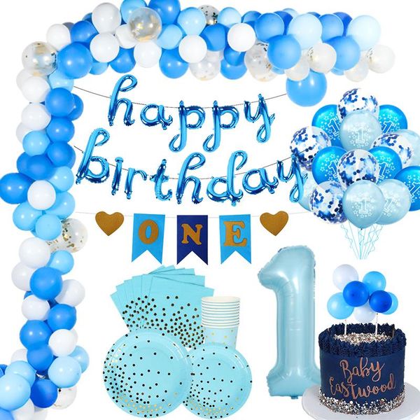 

party decoration 1 year boy birthday first baby shower decorations blue set 1st deco
