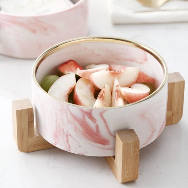 

bowls 28oz salad bowl western fruit dessert bamboo rack cold ceramic tableware drop