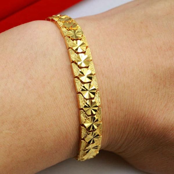 

wrist chain yellow gold filled womens mens bracelet geometry star patterned link,, Black
