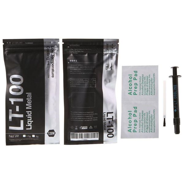 Almofadas de resfriamento de laptop LT-100 Pasta condutora térmica de metal líquido graxa para CPU GPU Ultra 128 W/ 1,5 g 3 g Compound Coolin