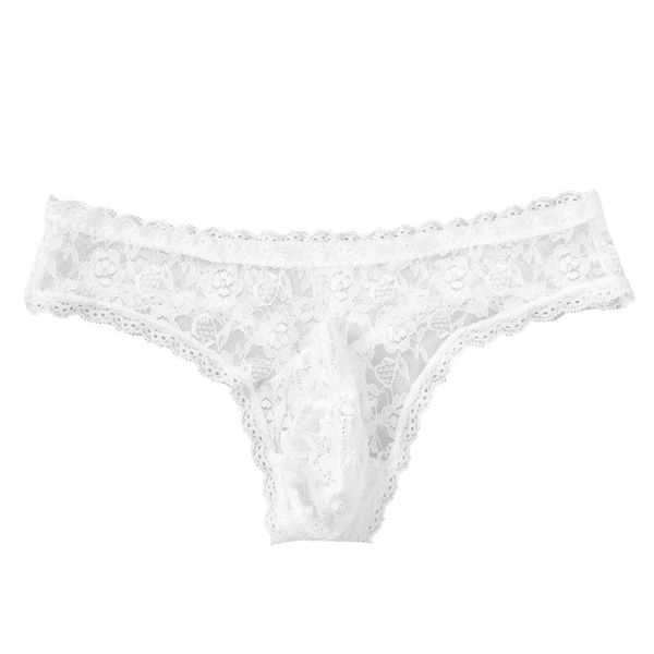 

mens see through sissy panties floral lace g-string erotic lingerie gay underwear bulge pouch transparent briefs underpants men's g-str, Black;brown
