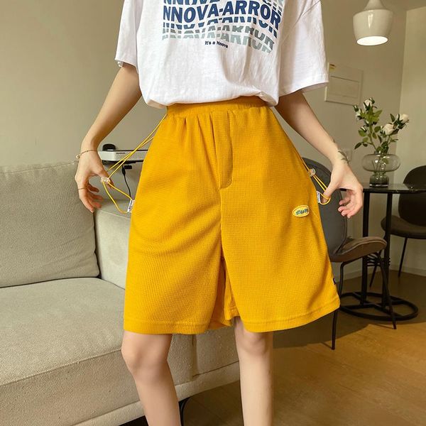 

women's shorts high waist ins running biker cycling women korean fashion gym design drawstring pockets workout casual short sportwear, White;black