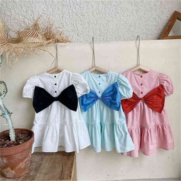 

summer arrival girls fashion back bow dress kids cotton dresses girl clothes children 210528, Red;yellow