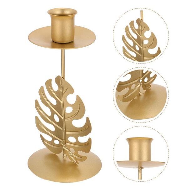 

candle holders 1pc hollowed ironwork candleholder home wedding stand ornament (golden)