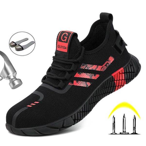 

boots 2021 work safety boot for men anti-piercing shoes indestructible steel toe industrial & construction, Black