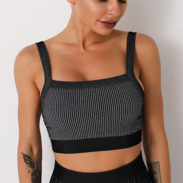 

yoga outfit ribbed sport gym bralette tube underwear female bra without seamless sportswear low back sports women backless top