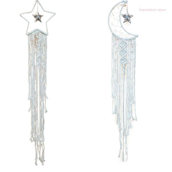 

tapestries neko bohemian tapestry star moon dream catcher handmade woven wall hanging macrame pendant home bedroom decoration