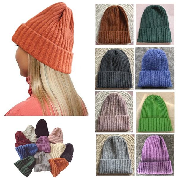 

beanie/skull caps fashion winter hat women knitted warm soft trendy casual solid color skullcap baggy beanie elegant all-match, Blue;gray