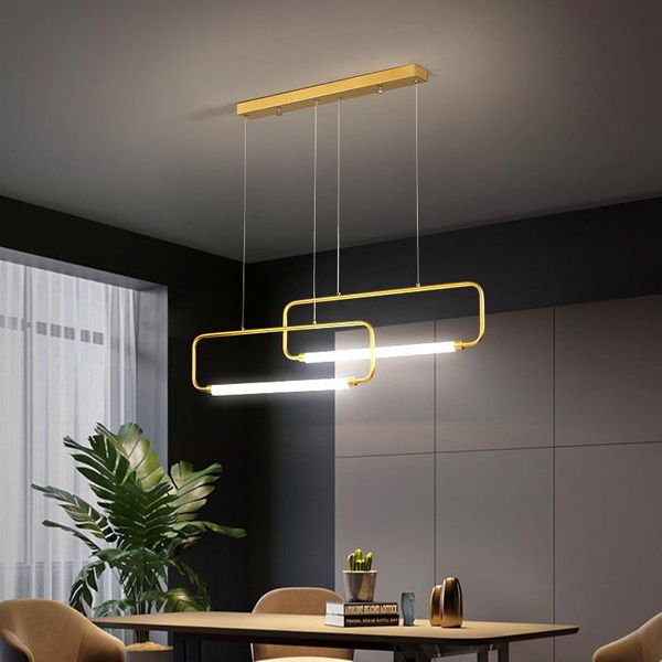 

pendant lamps modern gold line led light nordic minimalist rectangle hanging lamp for dining room kitchen restaurant home fixture