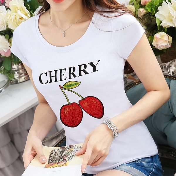 

women's t-shirt 2021 summer women t shirts fashion designer diamond print flower cotton vogue short sleeve tshirt famale shirt clo, White