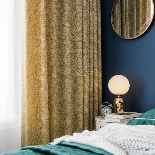 

custom curtain nordic modern rural flower blue yellow green jacquard livingroom shading bedroom blackout drape m884 & drapes