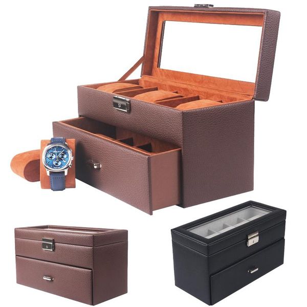 

watch boxes & cases 12 grids case box casing for hours sheath, Black;blue