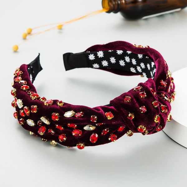 

hair clips & barrettes pure color gold velvet knot headband hand-stitched colorful rhinestones for women girls jewel headbands baroque acces, Golden;silver