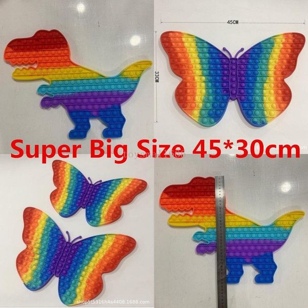

45cmx30cm super big size fidget toy rainbow dinosaur butterfly push bubble toys stress relief autism needs kids gifts