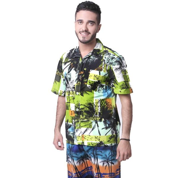 

summer men short sleeve beach shirts coconut tree design casual l-4xl drop abz282 men's, White;black