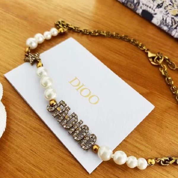 

designer jewelry new in 2021 pearl women's letter diamond star bracelet, Black