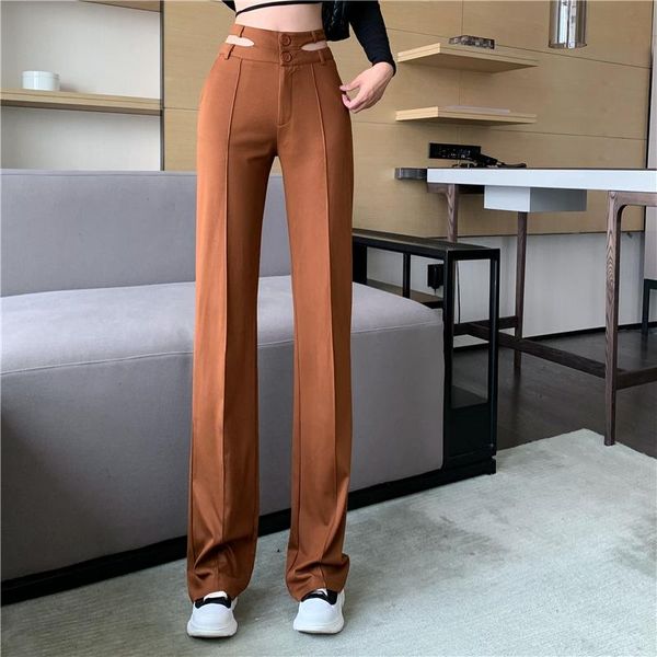 

women's pants & capris autumn fashion design hollow high-waist slim straight-leg pants, micro-elastic slim, mopping long, Black;white
