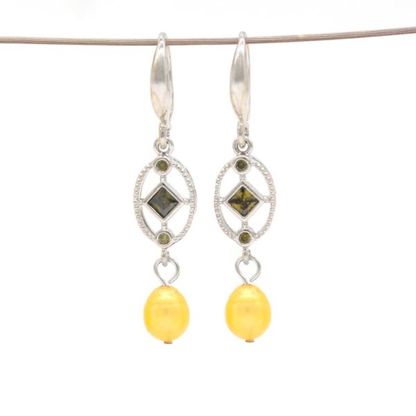 

dangle & chandelier 10 colors rice freshwater pearl earrings jewelry wedding gift long drop cz crystal pe004, Silver