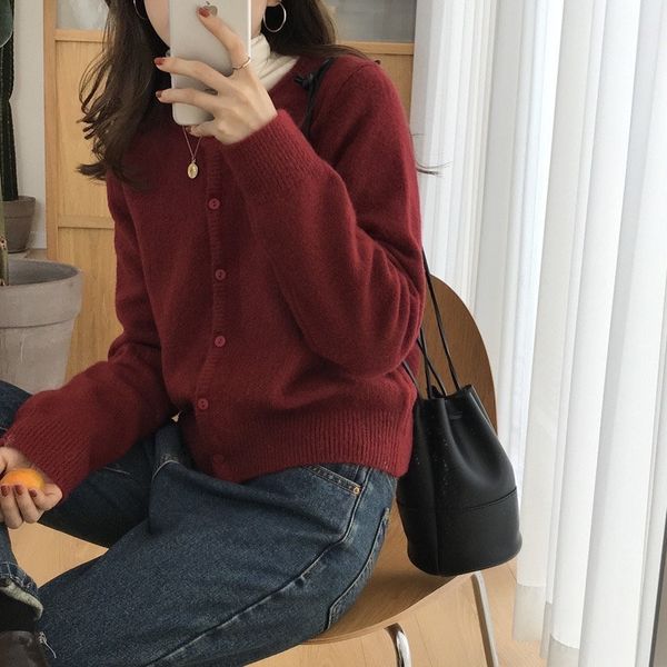 

alien kitty elegant autumn 2021 cardigans knitted women sweet korean vintage retro chic loose all-match sweaters, White;black