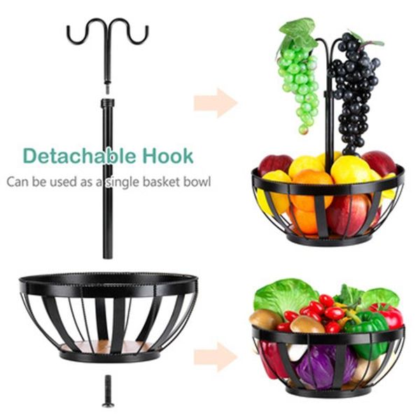 

storage baskets hgho 2 in 1 fruit bowl with banana hanger hook holder basket stand home plates