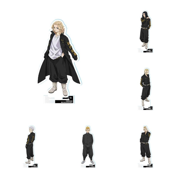 

keychains anime tokyo revengers character figure stand model cosplay manjiro ken takemichi hinata plate acrylic collection gift, Silver