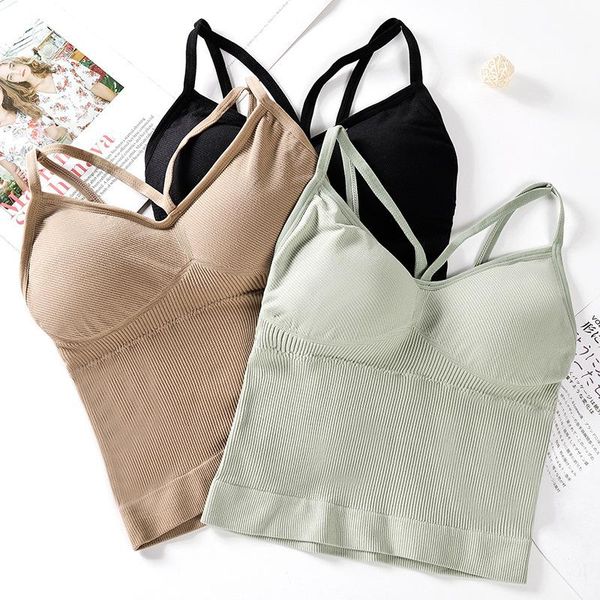 

yoga outfit women solid padded fitness running cropped tank sports bra athletic push up bras