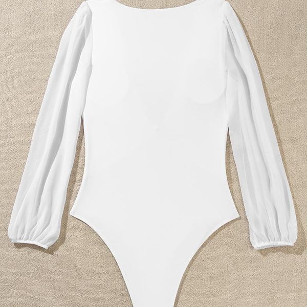 

one-piece suits long sleeves one piece swimsuit women beach wear v-neck swimwear female solid monokini bodysuit bathing suit summer