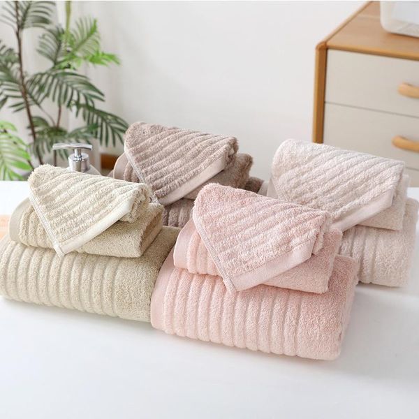 

2set wave pattern bamboo fiber towel bath three-piece thickened absorbent