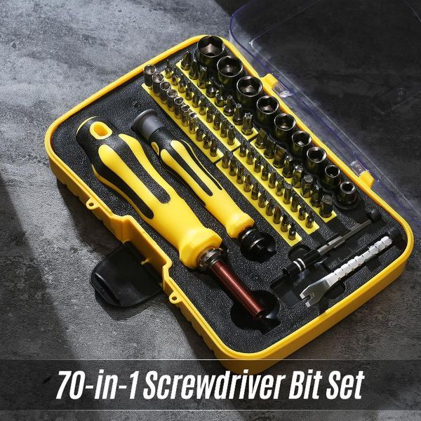 

professional hand tool sets 70-in-1 screwdriver bit set crv bits and sockets hexagon slotted & torx pentalobe tri-wing hardware kit