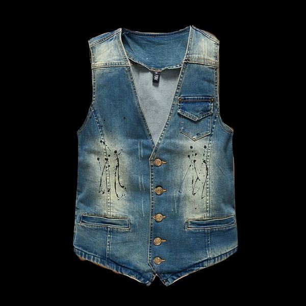 

denim vest vintage design men's male fashion sleeveless jackets man jeans brand clothing waistcoat vests, Black;white