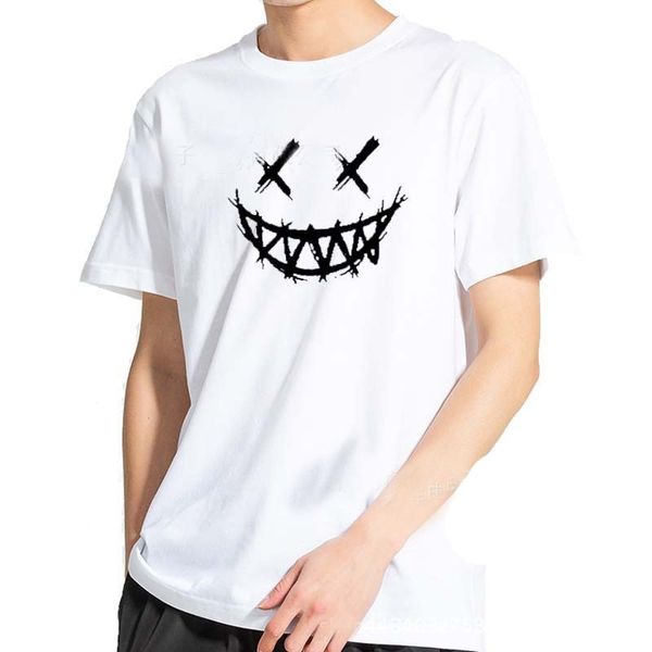 

summer fashion casual round neck short sleeve t-shirt men's loose top, White;black