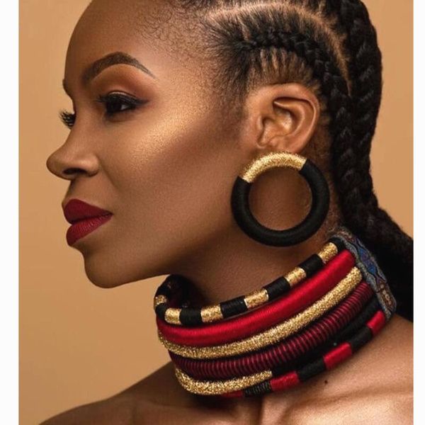 

earrings & necklace liffly brand multi-layer woven jewelry choker bridal wedding african beads set for women, Silver