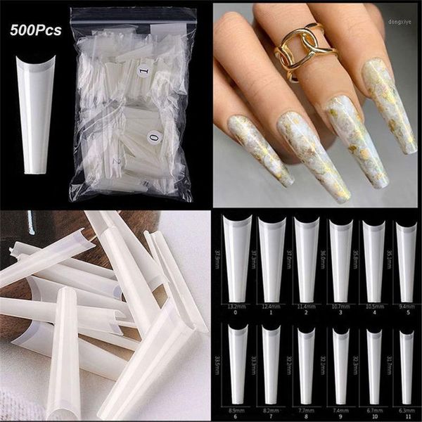 

500pcs max clear natural french coffin false nail acrylic nails art tips uv gel ultra flexible abs fake manicure tools1, Red;gold