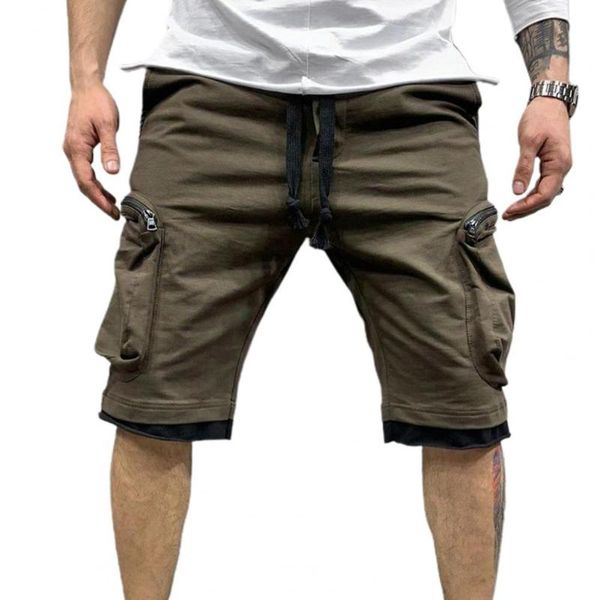 

men's shorts fake two piece cargo comfortable breathable knee length men wide leg straight sweat streetwear for training, White;black