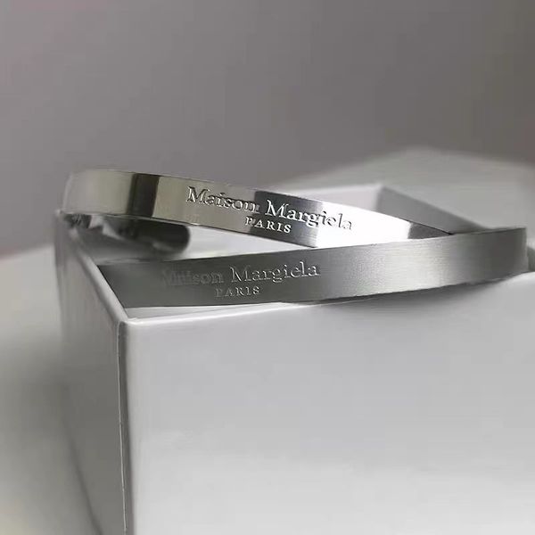 

pyc margiela style bracelet steel frosted reverse couple mm6 open simple, Black