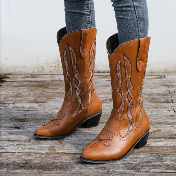 

boots 2022 winter women snow shoes comfort punk ytmtloy knee high pointed toe square heel slip on botines de mujer sexy, Black