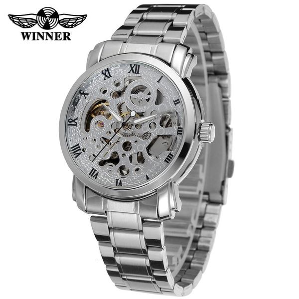 

winner clock men skeleton automatic mechanical gold vintage man forsining brand luxury, Slivery;brown