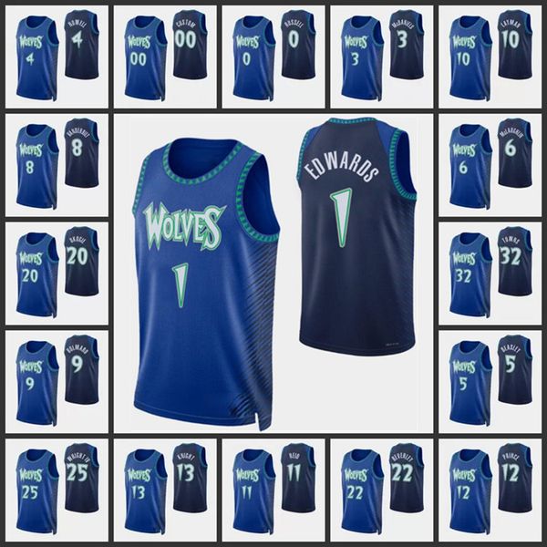 

anthony edwards 2022 basketball jersey 75th anniversary minnesotn timberwolven men min d'angelo russell karl anthony towns patrick beve, Black;red