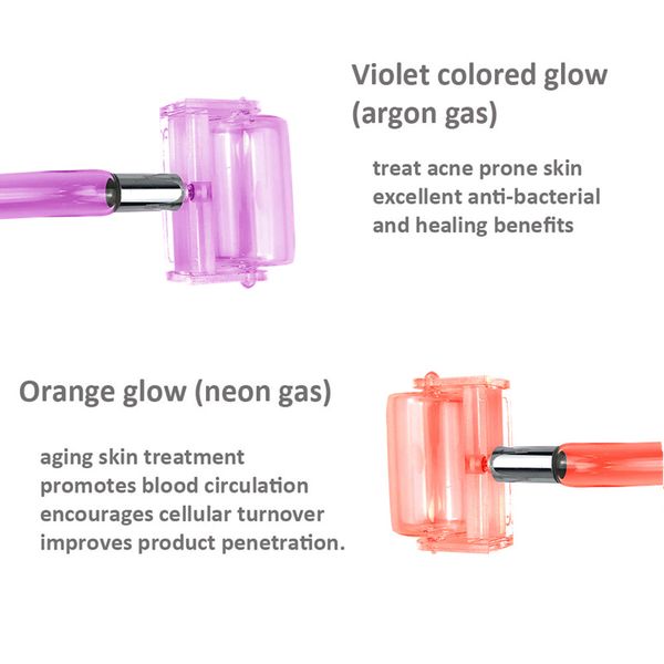 

dual colors high frequency glass electrode massage replace roller tube neon violet ray face acne skin care hf facial machine per