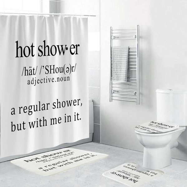 

shower curtains funny quote waterproof curtain minimalist white bathroom decor set 4 piece non-slip mat toilet cover