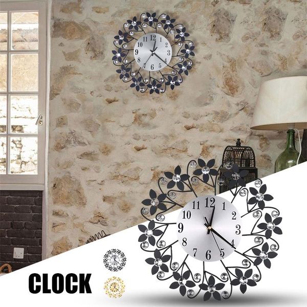 

wall clocks round metal clock diamond leaf petals personalized art decoration for home living room office decor