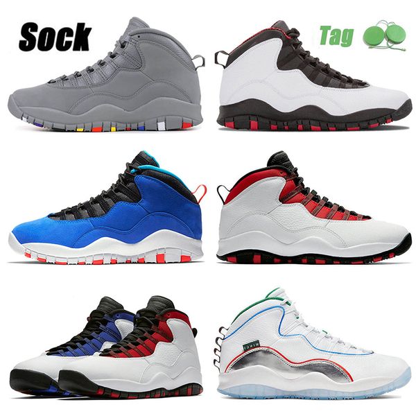 

jumpman 10 10s cool grey basketball shoes mens womens wings westbrook tinker chicago seattle gs fusion red outdoor sport sneakers trainers s, White;red