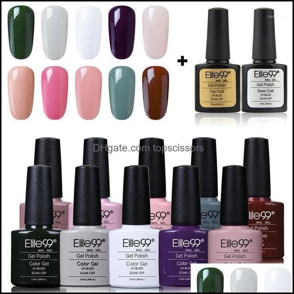 

kits art salon health & beautyelite99 12pcs/set 7.l colorful bottle series hybrid nail glitter gel polish with base coat soak off manicu