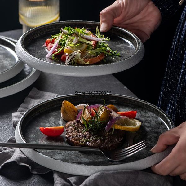 

dishes & plates original ice cracked glaze ceramic gray plate japanese disc creative tableware