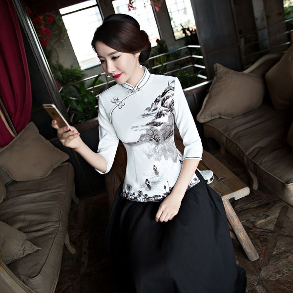 

new arrival chinese tradition womens blouse rayon shirt print floral handmade button clothing plus size s  l xl xxl 3xl, Red