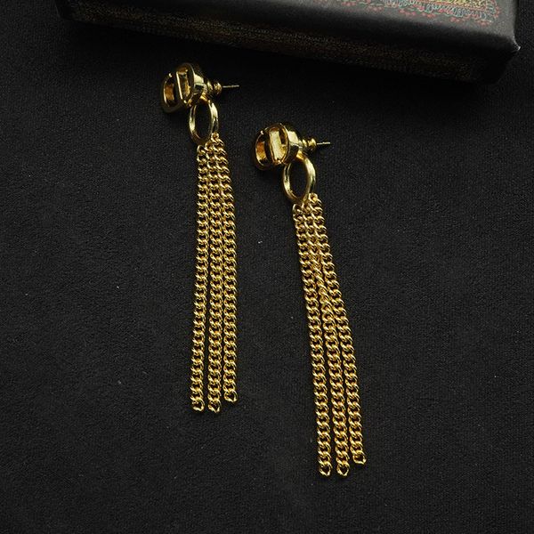 

d cd alphabet circle long tassel earrings female temperament online red same type live broadcast recommendation, Black