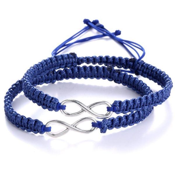 

link, chain 2pcs bohemian lucky kabbalah infinity love figure 8 friendship bracelet lovers braided kit fashion jewelry, Black