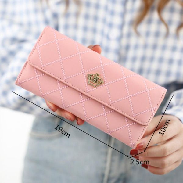 

wallets womens purses plaid pu leather long wallet hasp phone bag money coin pocket card holder female purse carteira, Red;black