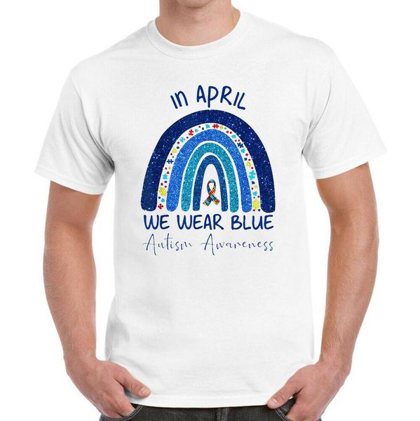

in april we wear blue autism awareness month t-shirt, White;black