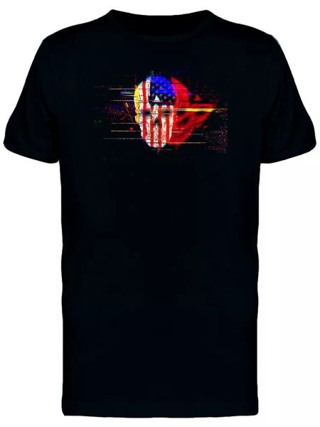 

skull usa flag digital glitch men's tee -image by shutterstock, White;black